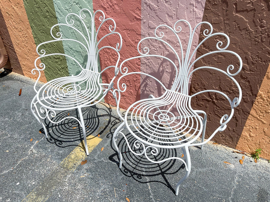 Pair of Whimsical Metal Peacock Chairs