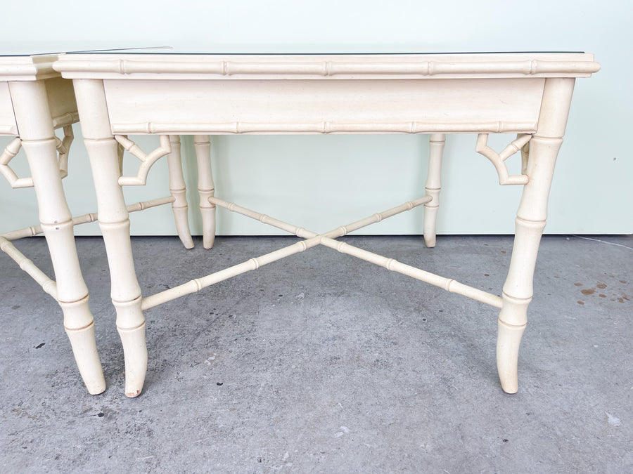 Pair of Faux Bamboo Chippendale Side Tables