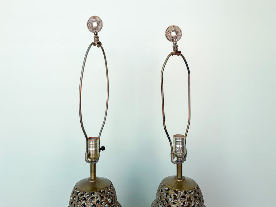Pair of Brass Pierced Lamps
