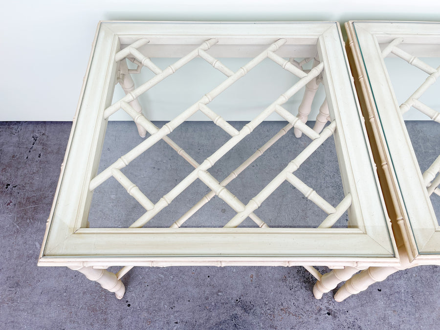 Pair of Faux Bamboo Chippendale Side Tables