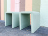 Warehouse Wednesday: Pair of Seafoam Upholstered Side Tables