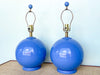 Pair of Cobalt Blue Sphere Lamps