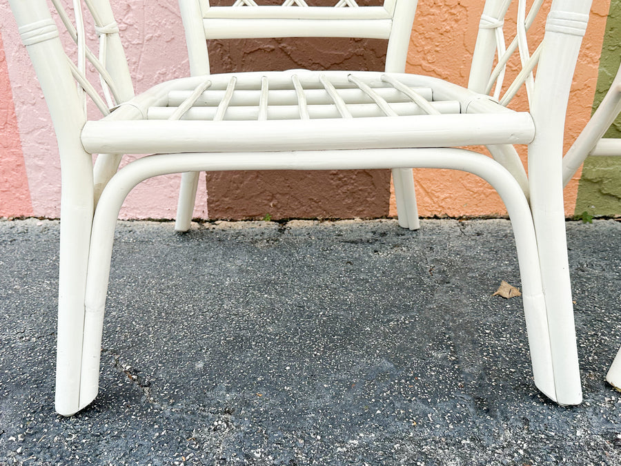 Pair of Rattan Lattice Love Chairs