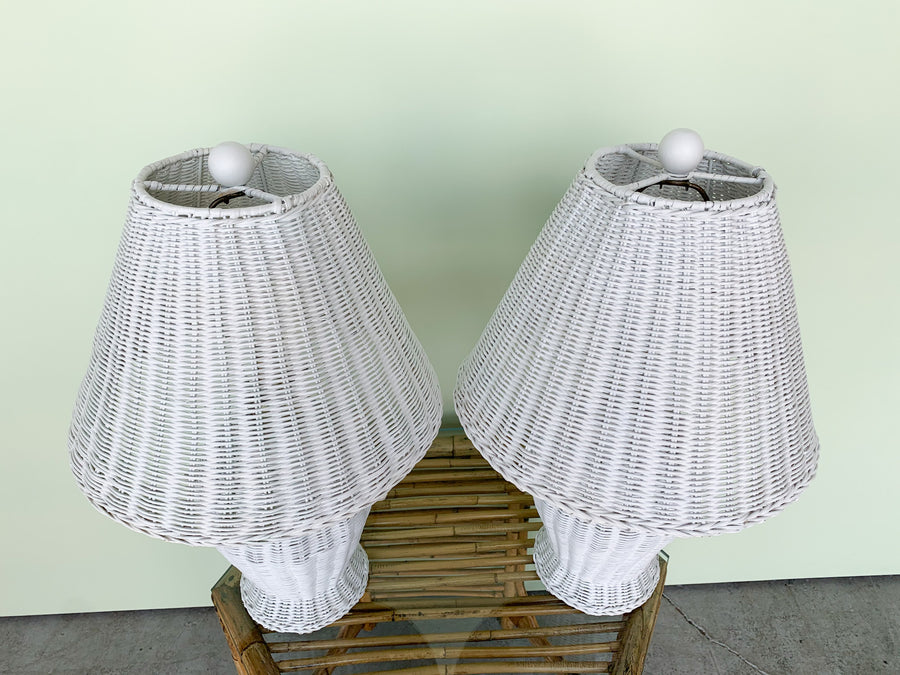 Pair of Sweet Wicker Lamps