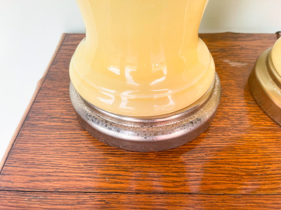 Pair of Yellow Ginger Jar Lamps