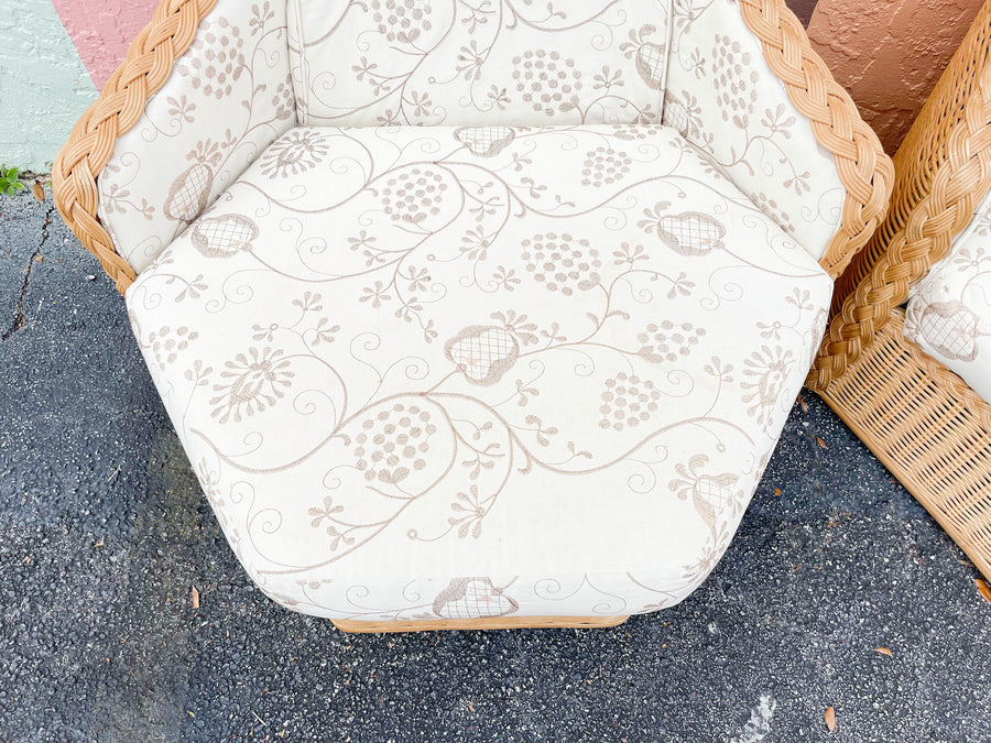 Pair of Braided Rattan Hex Chairs