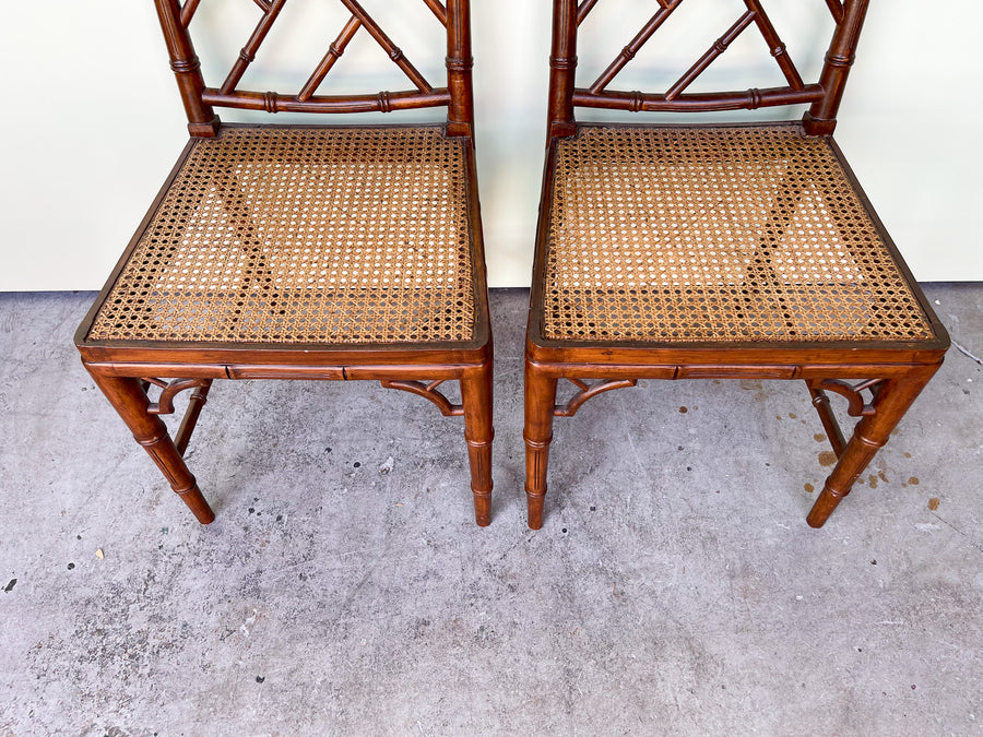 Pair of Faux Bamboo and Cane Chairs