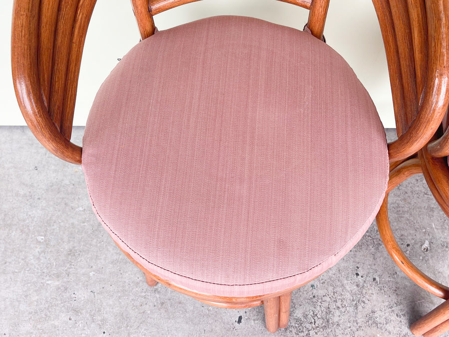 Pair of Rattan Barrel Counter Stools