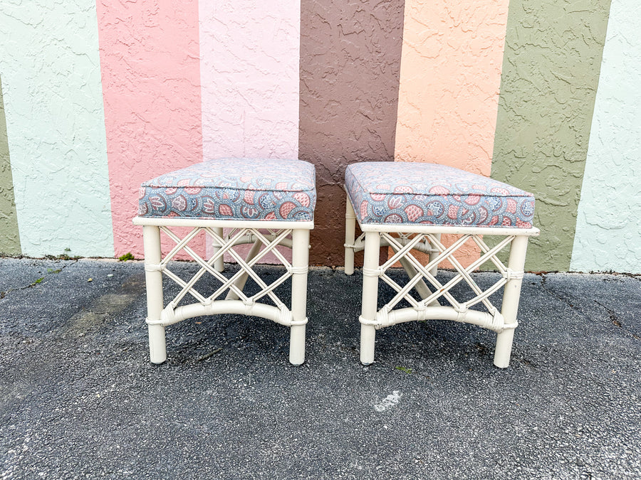 Pair of Ficks Reed Rattan Benches