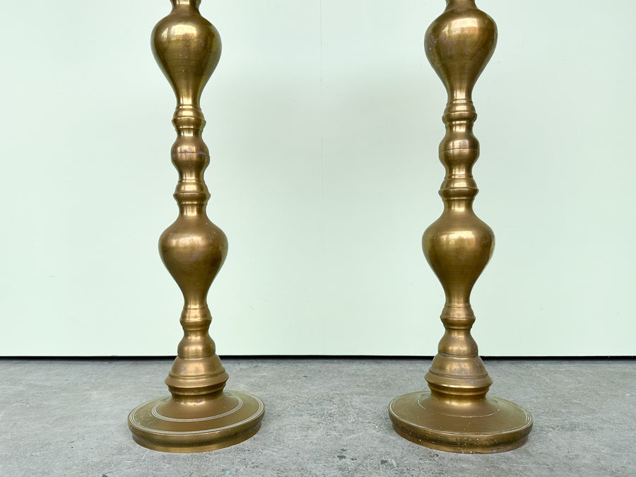 Pair of Tall Brass Candlesticks