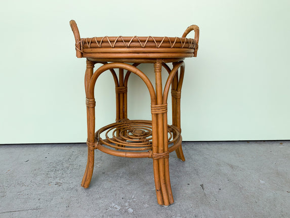 Rattan End Table with Tray