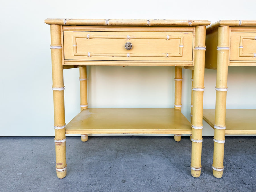 Pair of Faux Bamboo Thomasville Nightstands
