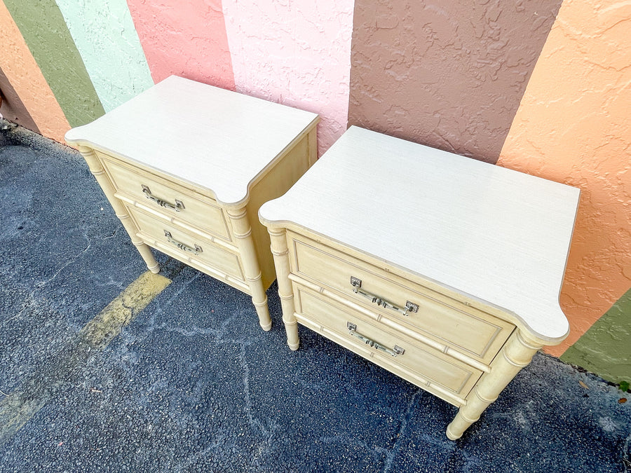 Pair of Faux Bamboo Nightstands