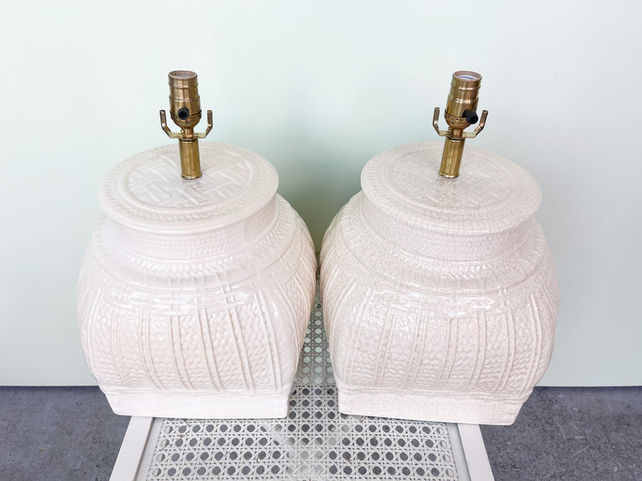 Pair of Ceramic Basket Lamps