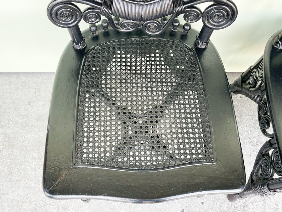 Pair of Whimsical Rattan and Cane Chairs