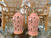 Pair of Blush Faux Bamboo Lamps