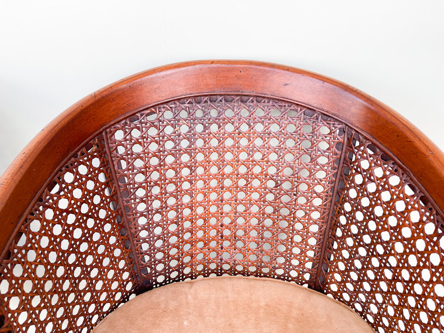 Pair of Cane Back Barrel Chairs