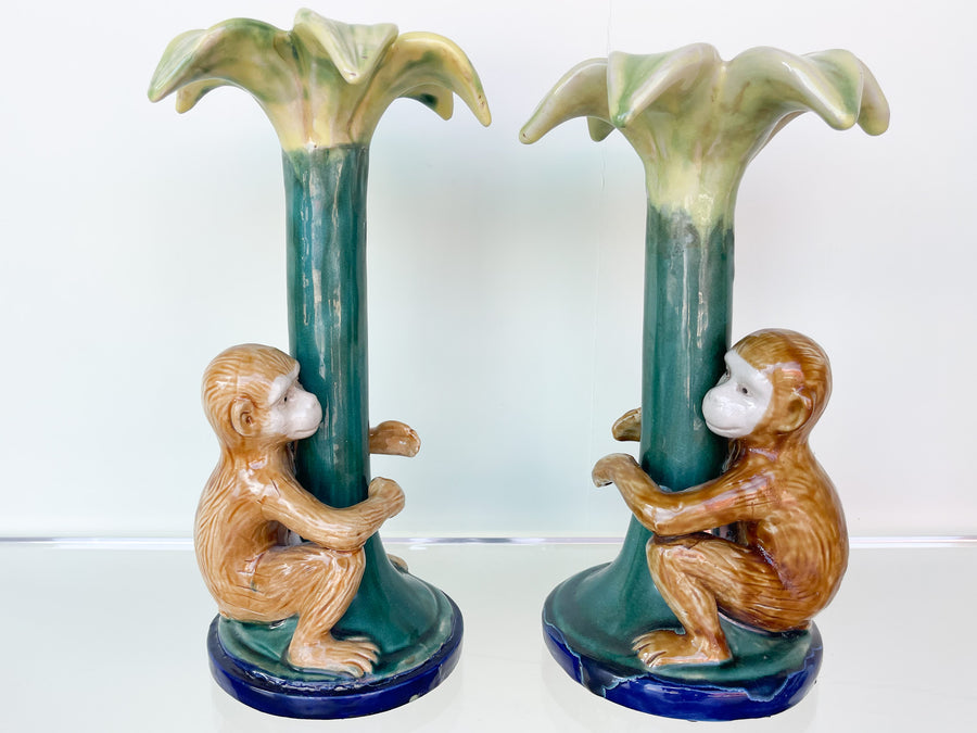 Pair of Whimsical Monkey Candlesticks