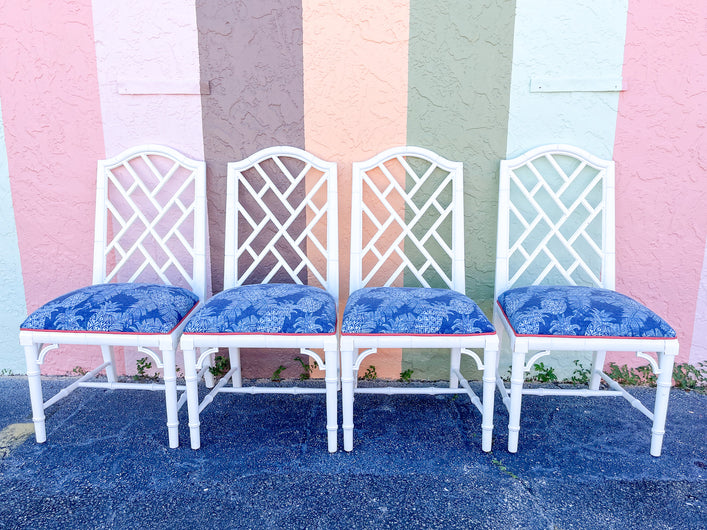 Set of Four Faux Bamboo Chippendale Chairs