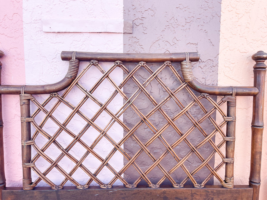 Pair of Ficks Reed Rattan Pagoda Twin Headboards
