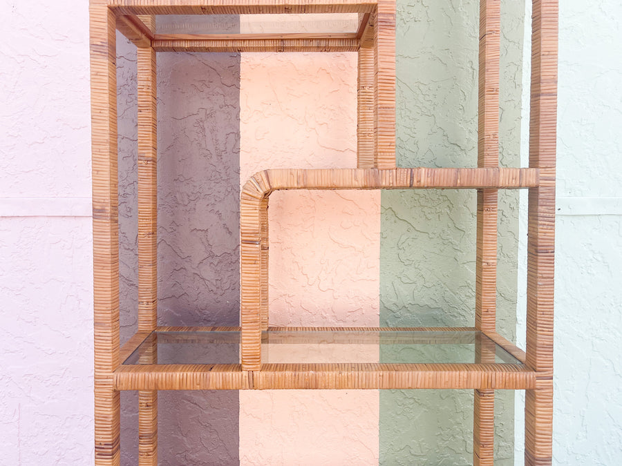 Coastal Chic Rattan Wrapped Etagere