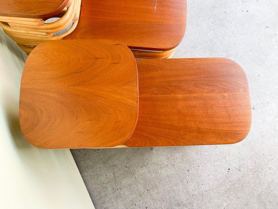 Pair of Frankl Style Rattan Side Tables