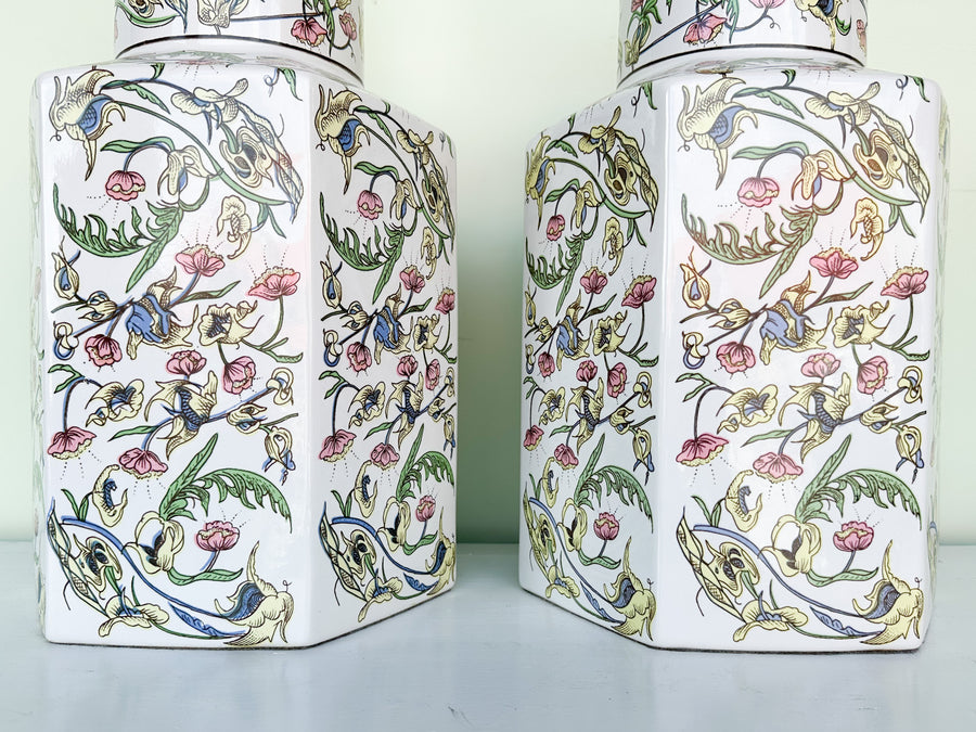 Pair of Springtime Ginger Jar Lamps