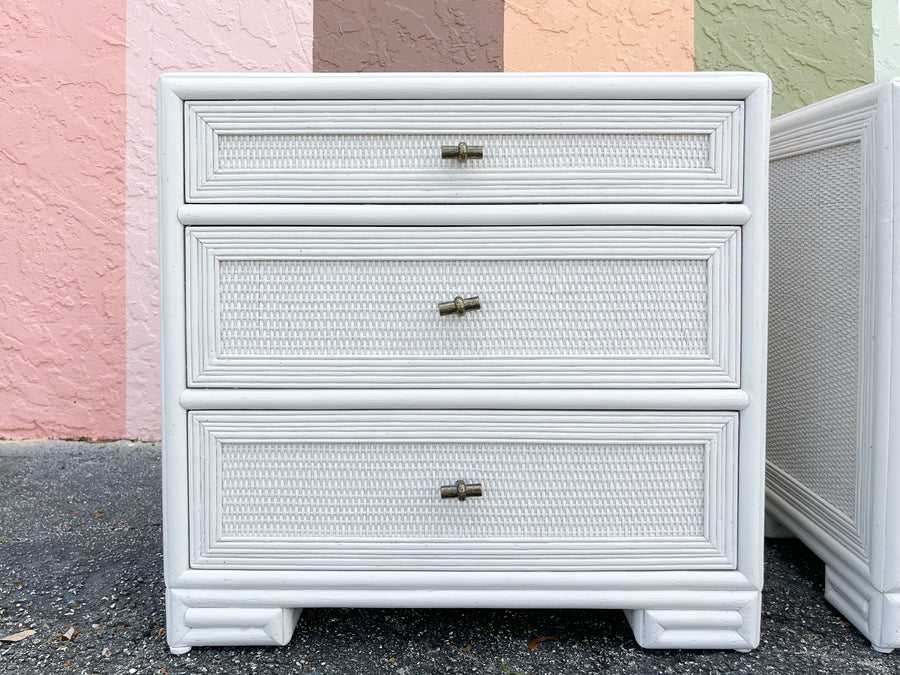 Pair of Ficks Reed Rattan Nightstands