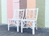 Pair of Painted White Rattan Side Chairs