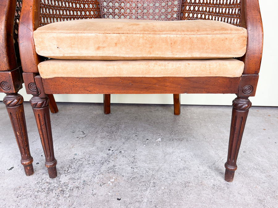 Pair of Cane Back Barrel Chairs