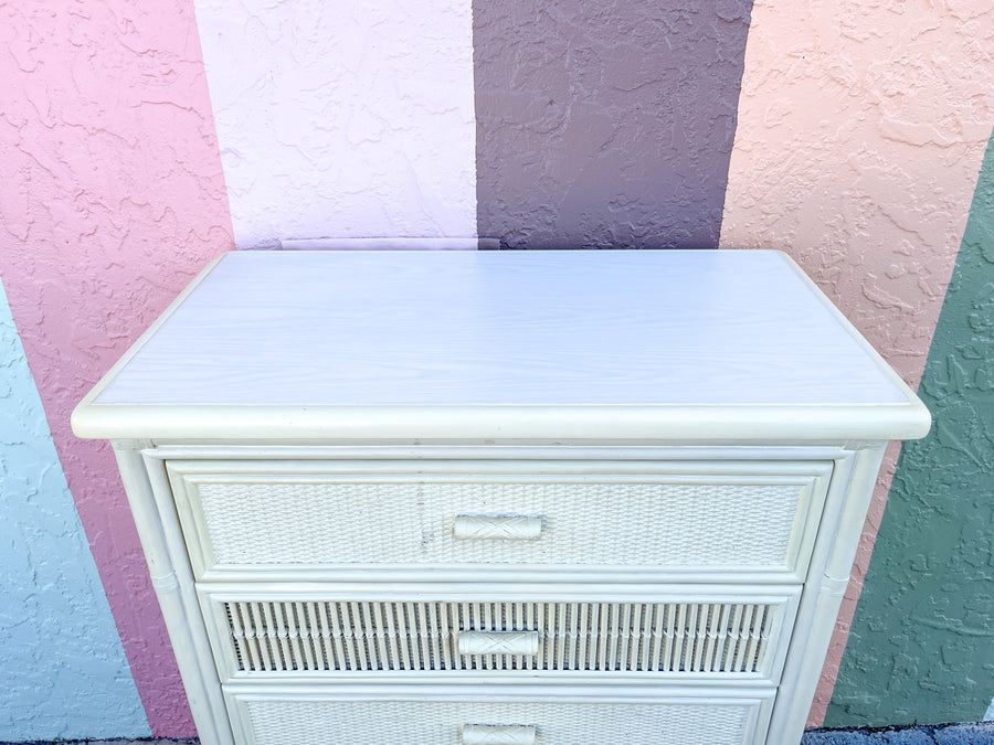 Rattan and Stick Wicker Tall Chest