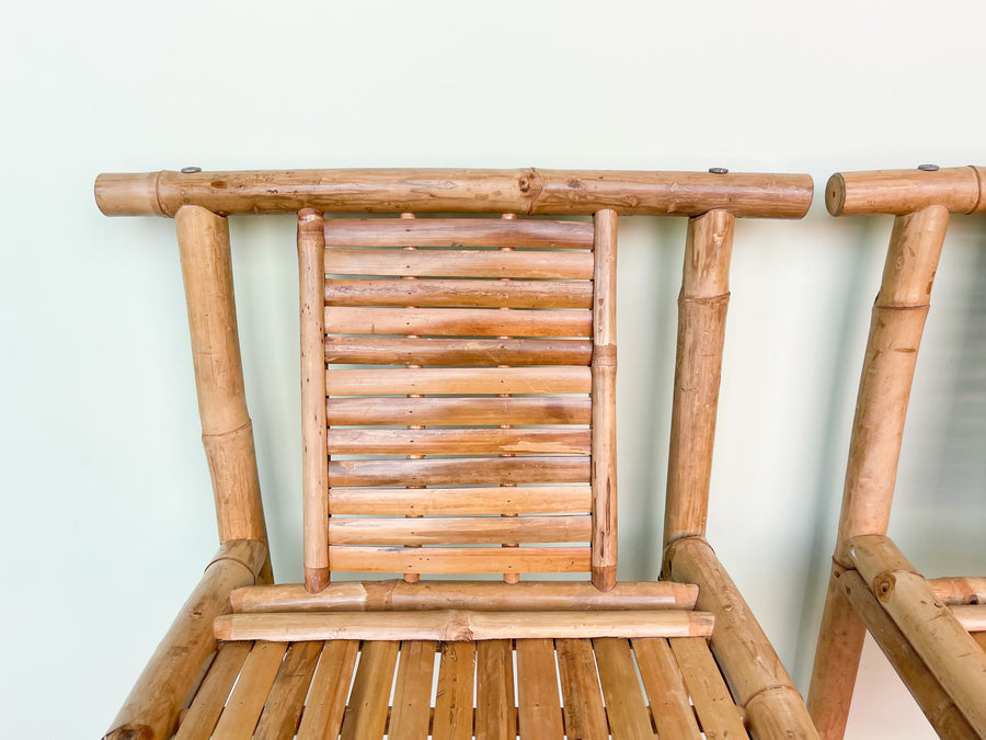 Pair of Tiki Chic Bamboo Stools
