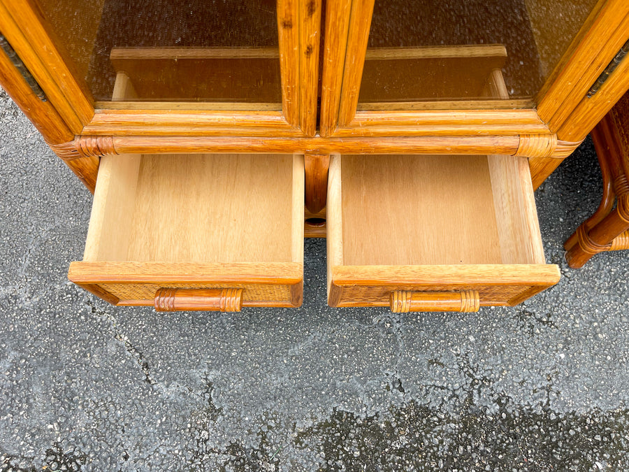 Pair of Island Style Rattan and Seagrass Cabinets