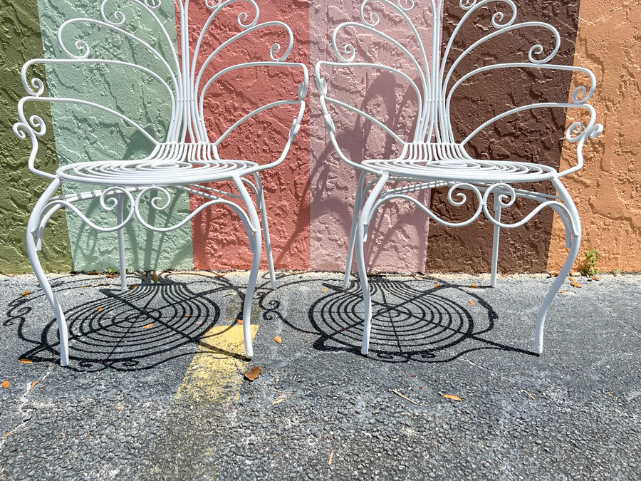 Pair of Whimsical Metal Peacock Chairs