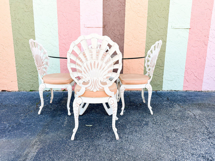 Palm Beach Chic Grotto Shell Back Outdoor Dining Set