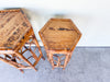 Pair of Tortoiseshell Rattan Plant Stands