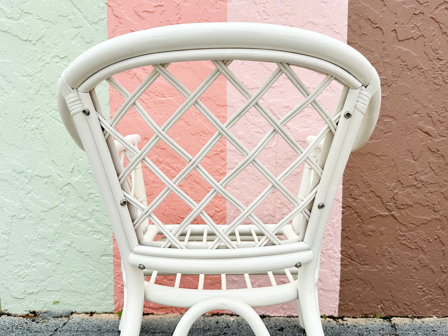 Pair of Rattan Lattice Love Chairs