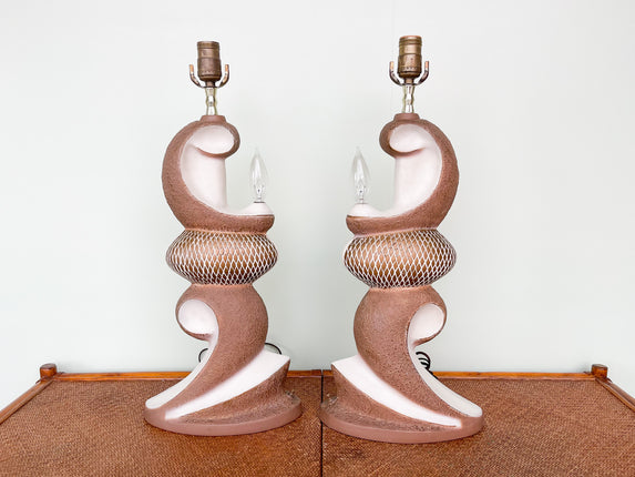 Pair of 1950s Sculptural Lamps