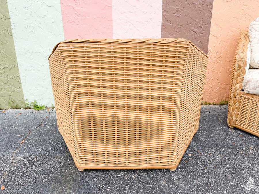 Pair of Braided Rattan Hex Chairs