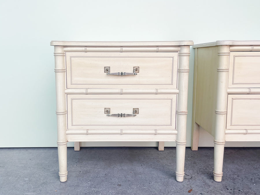 Pair of Henry Link Faux Bamboo Nightstands