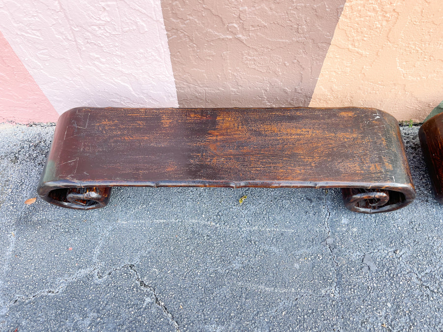 Pair of Wood Scroll Tables