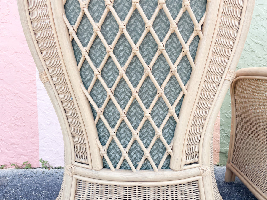 Pair of Island Chic Fan Back Rattan Chairs
