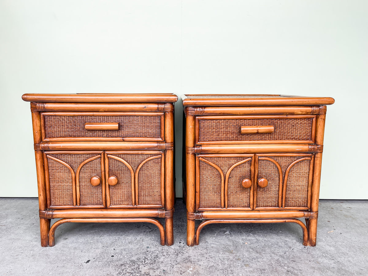 Pair of Cute Rattan Night Stands