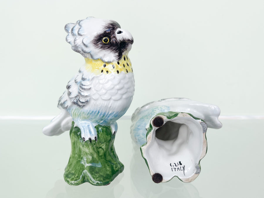 Pair of Petite Italian Ceramic Parakeets