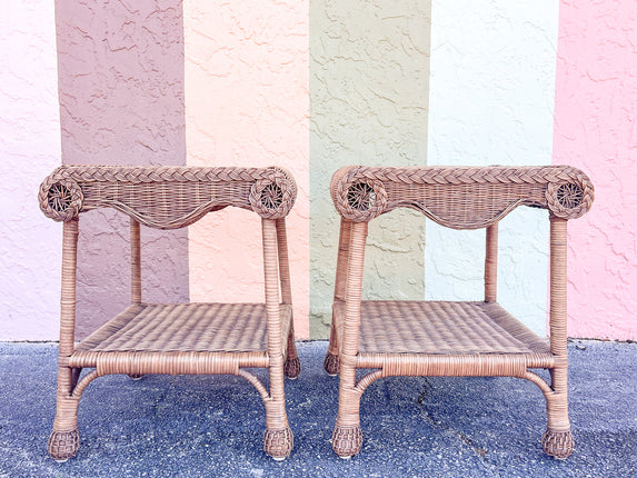 Pair of Wicker Chic Side Tables