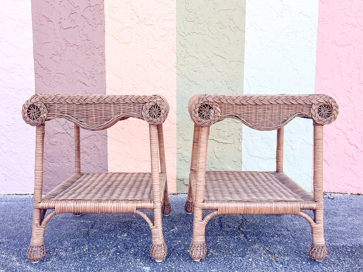 Pair of Wicker Chic Side Tables