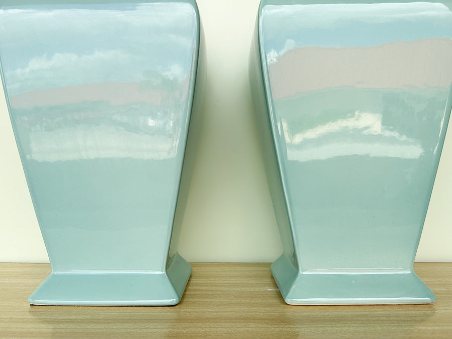 Pair of Robin Egg Blue Ceramic Lamps