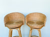 Pair of Braided Rattan and Wicker Bar Stools