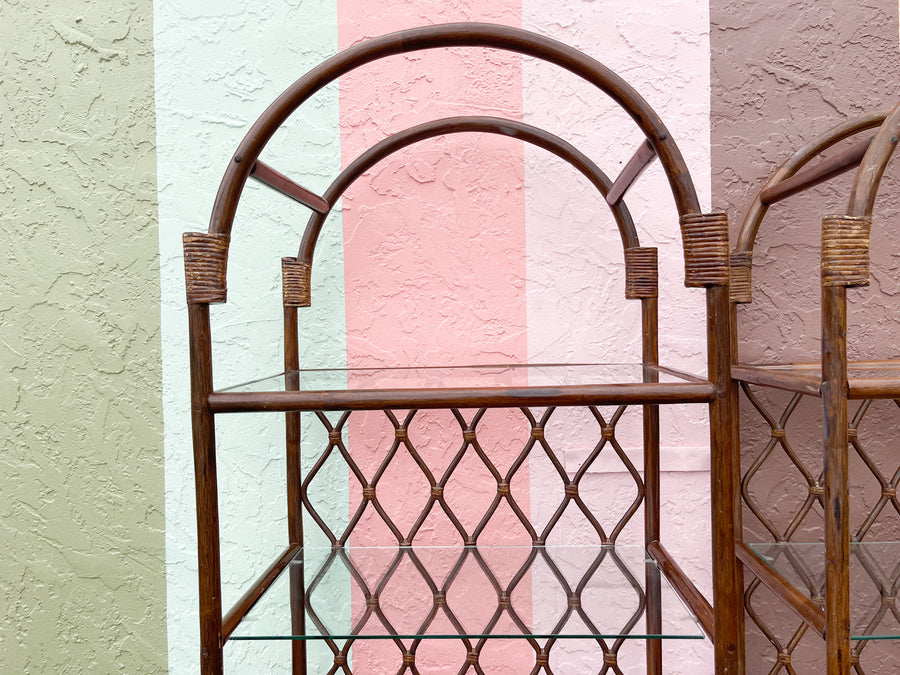 Pair of Island Style Rattan Etageres