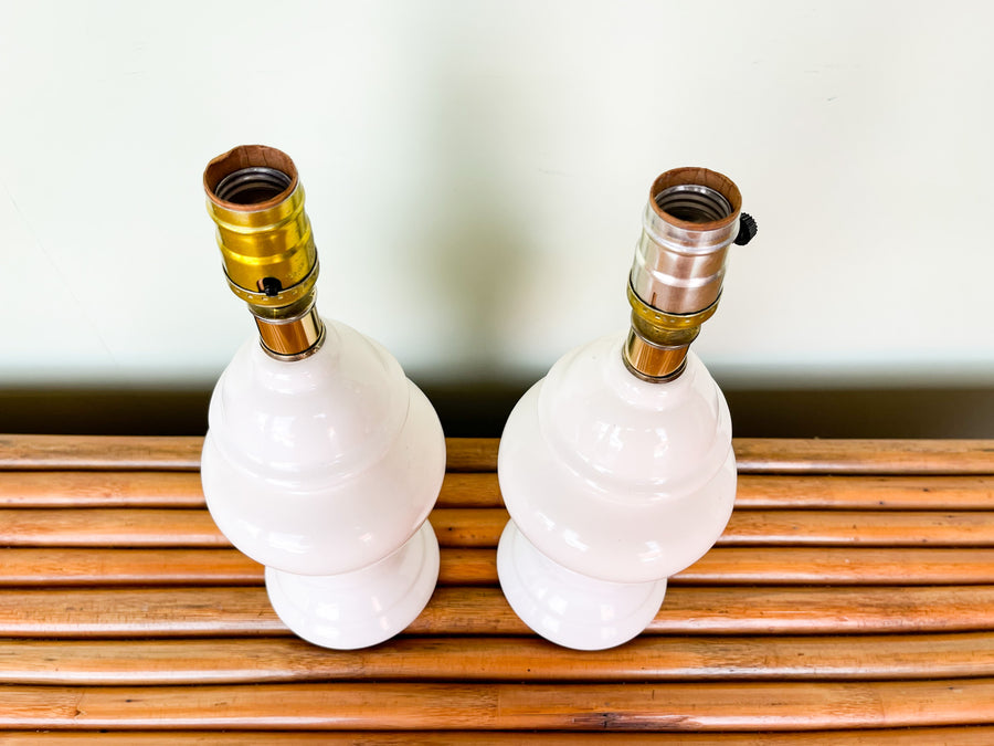 Pair of Sweet Petite White Ginger Jar Lamps